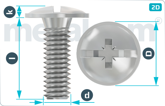 Cross recessed screws combined with pan head and collar - DIN 967 Z-Kombi