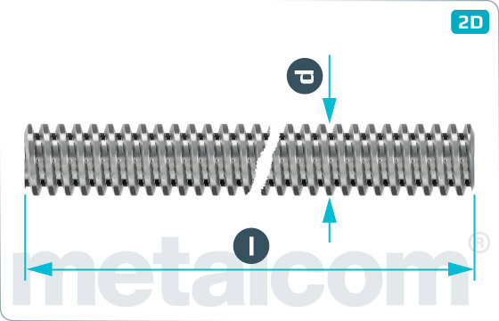 Threaded rods length 1000 mm, trapezoidal thread - DIN 975