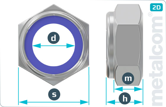 Hexagon nuts prevailing torque type, low with nylon insert - DIN 985