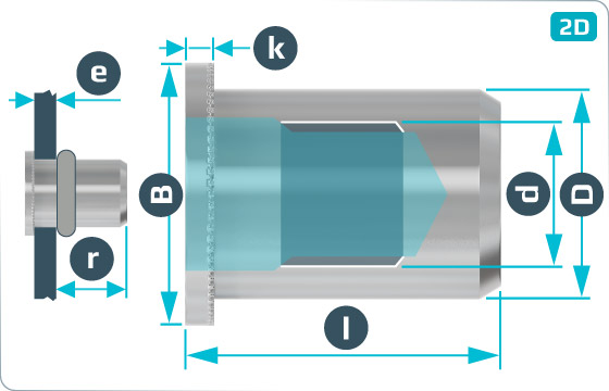 Threaded inserts cylindrical head, closed end - FTTC