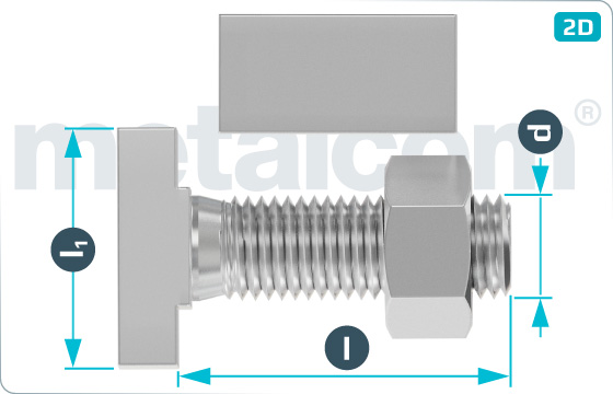 Šrouby s T hlavou do lišt se šestihrannou maticí typ 38/17 - 38/17-Mu