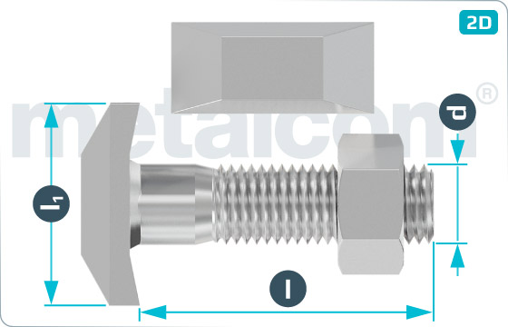 Šrouby s T hlavou do lišt se šestihrannou maticí typ 50/30 - 50/30-Mu