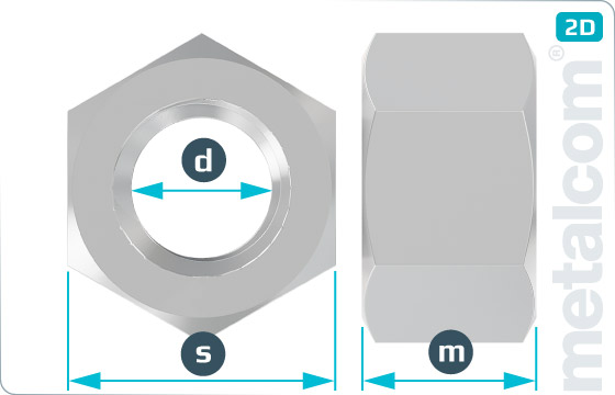 Hexagon nuts height of 1d - ISO 4033
