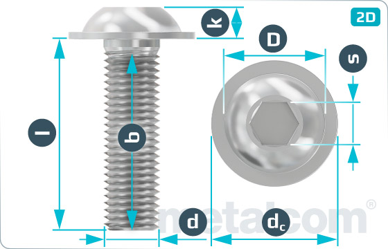 Hexagon socket screws button head with collar - ISO 7380 Flansch