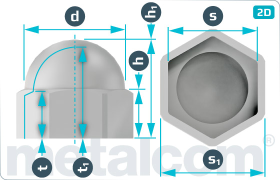 Caps for hexagon screws and nuts - Weiss, Grau, Schwarz