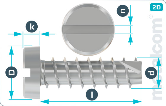 Screws for plastics slotted pan head - F