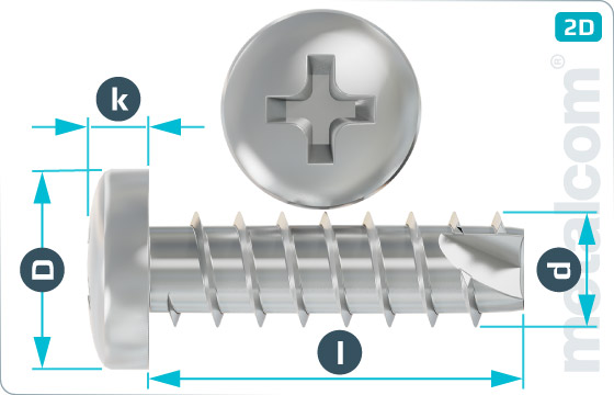 Screws for plastics cross H recessed pan head - F-H