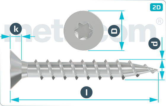 Chipboard screws hexalobular internal drive (TORX) countersunk head - TX