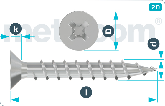 Chipboard screws square and cross recessed countersunk head - UniSquare