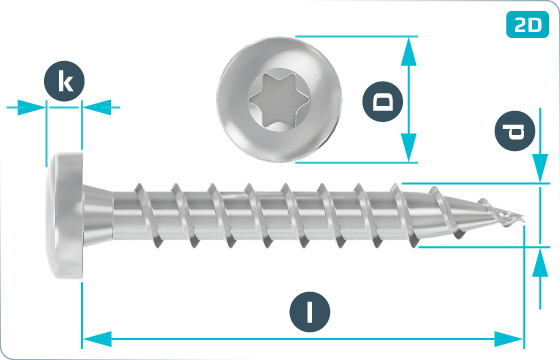 Vruty do dřevotřísky s půlkulatou hlavou a TORX drážkou - TX