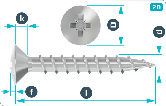 Chipboard screws cross recessed raised countersunk head - Z