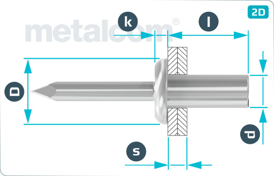 Blind rivets sealed with flat head - UZA