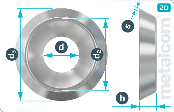 Washers for countersunk heads rosettes turned full body - NFE27-619