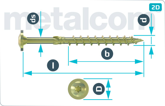 Screws for wood constructions with washer head and hexalobular internal drive (TORX) - Scheibenkopf