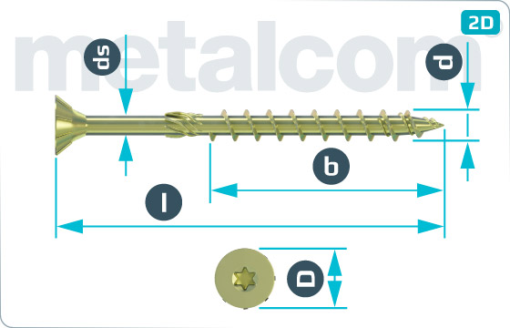 Screws for wood constructions with countersunk head and hexalobular internal drive (TORX) - Senkkopf