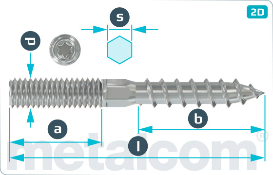 Skrutky kombinované do dreva a kovu so šesťhranným driekom a TORX drážkou - 6kt-TX