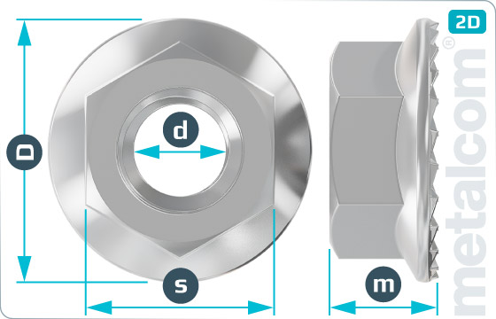 Hexagon nuts with flange and teeth (Tensilock) - TensilockMu