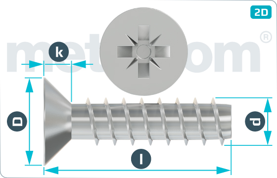 Screws for plastics cross Z recessed countersunk head - Z