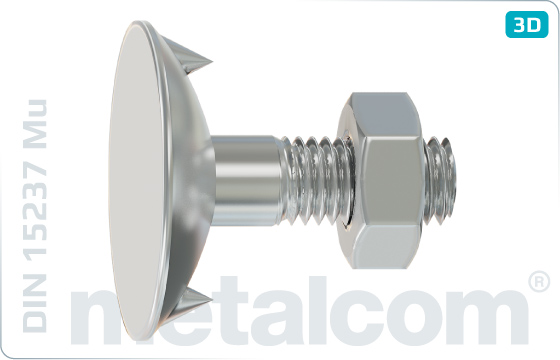 Schrauben mit Nase oder Vierkantansatz Tellerschrauben mit Sechskantmutter - DIN 15237 Mu