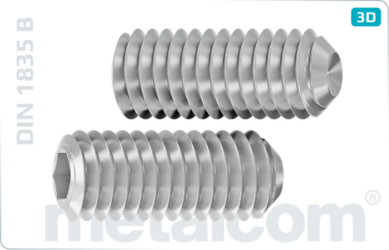 Set screws hexagon socket with cup point for milling cutters - DIN 1835 B