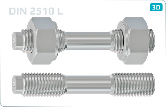 Studs and shackles double ended studs with reduced shank - DIN 2510 L