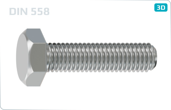 KAROSSERIE Sechskantkopf M12X58 Mit Gewinde 38 Klasse 8.8 Rohstahl  Schraubenspitze TRON