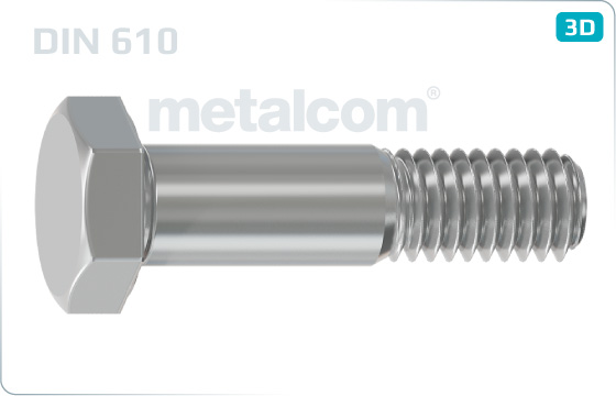 Hexagon fitted bolts short threaded - DIN 610