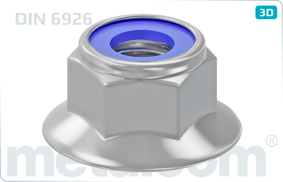 Hexagon nuts prevailing torque type, heavy with nylon insert with flange - DIN 6926