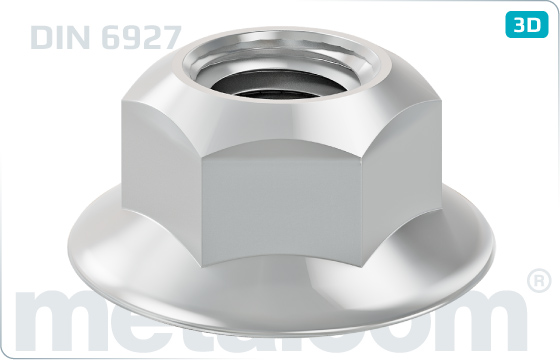 Hexagon nuts prevailing torque type, all-metal and with flange - DIN 6927