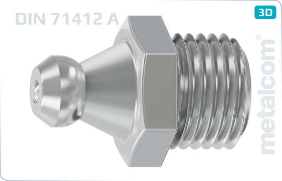 Hexagon lubricating nipples with axial head - DIN 71412 A