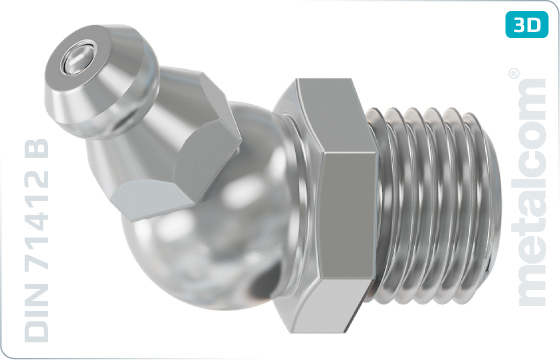 Hexagon lubricating nipples with head 45° - DIN 71412 B