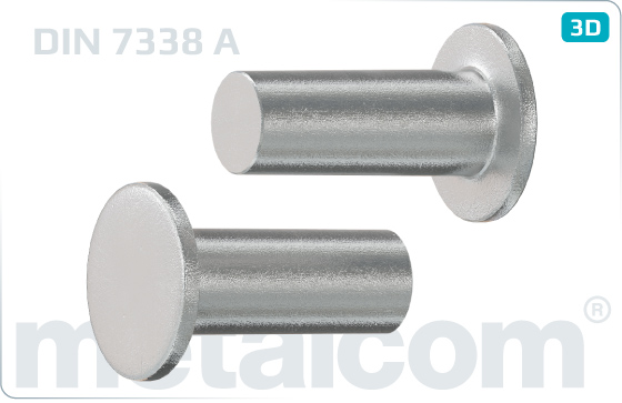 Normal rivets solid for brake and clutch lining - DIN 7338 A