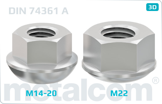 Hexagon nuts with spherical collar - DIN 74361 A