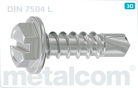 Self-drilling tapping screws slotted hexagon washer head - DIN 7504 L