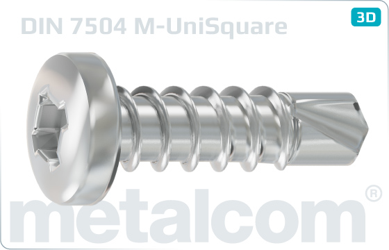 Self-drilling tapping screws square and cross recessed pan head - DIN 7504 M-UniSquare