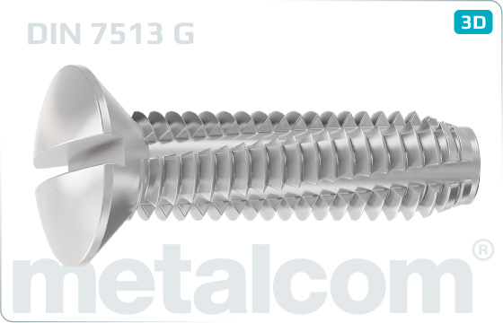 Thread-cutting screws slotted raised countersunk head - DIN 7513 G