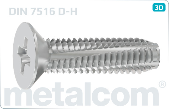 Thread-cutting screws cross recessed countersunk head - DIN 7516 D-H