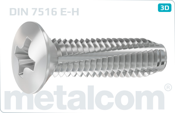 Thread-cutting screws cross recessed raised countersunk head - DIN 7516 E-H