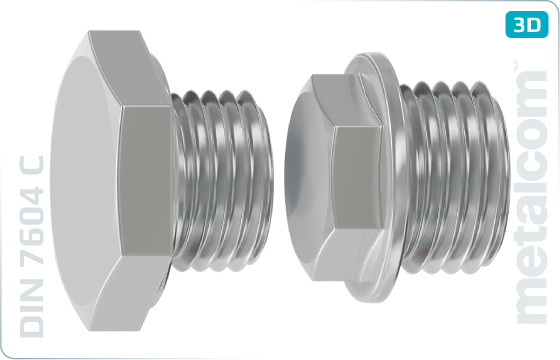 Hexagon head screw plugs with long cyl. thread - DIN 7604 C