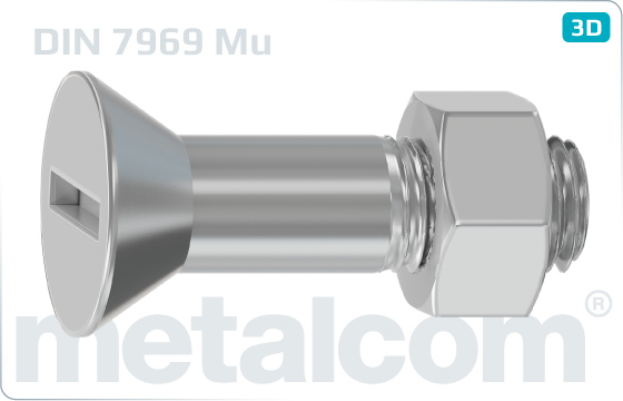 Slotted screws with countersunk head for steel structures - DIN 7969 Mu