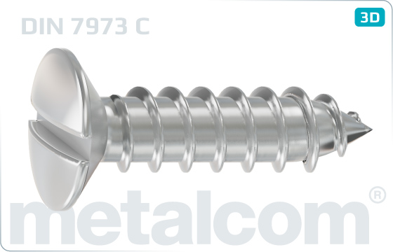 Tapping screws slotted raised countersunk head - DIN 7973 C