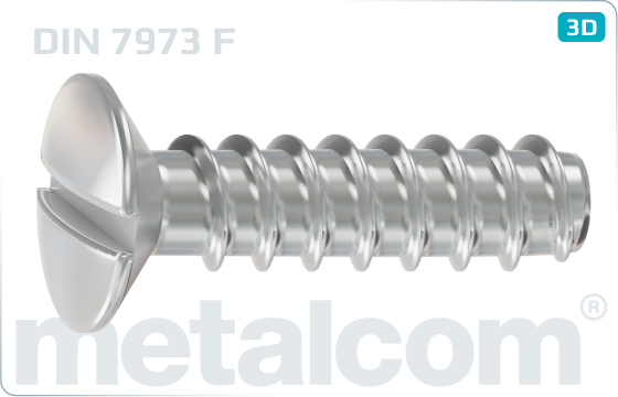 Tapping screws slotted raised countersunk head - DIN 7973 F