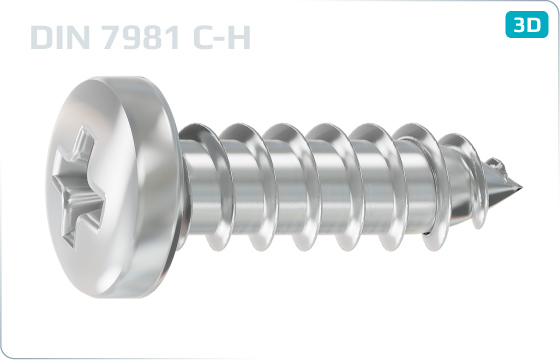 Tapping screws cross recessed pan head - DIN 7981 C-H