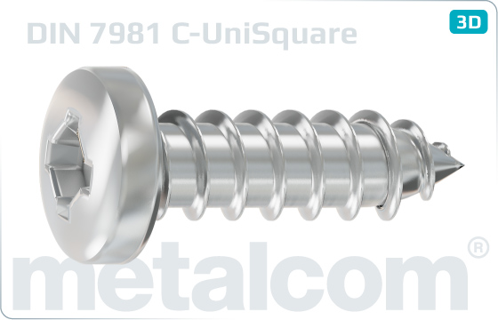 Tapping screws square and cross recessed pan head - DIN 7981 C-UniSquare