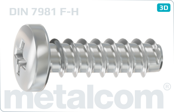 Tapping screws cross recessed pan head - DIN 7981 F-H