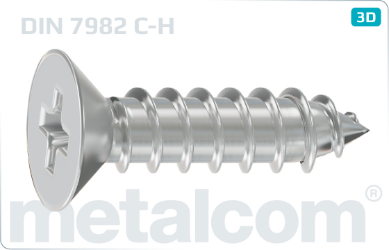 Tapping screws cross recessed countersunk head - DIN 7982 C-H