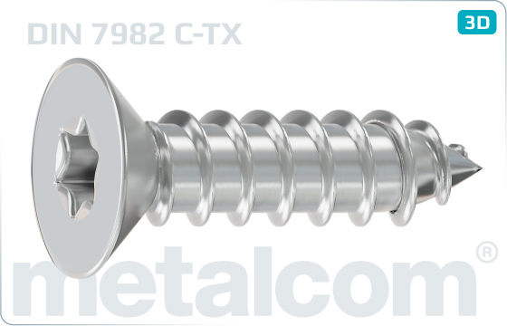 Tapping screws hexalobular internal drive (TORX) countersunk head - DIN 7982 C-TX