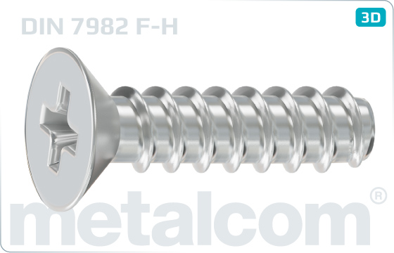 Tapping screws cross recessed countersunk head - DIN 7982 F-H