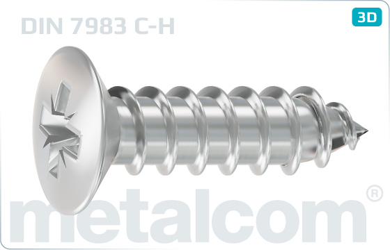 Tapping screws cross recessed raised countersunk head - DIN 7983 C-H