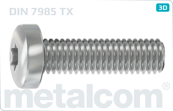 Hexalobular internal drive (TORX)screws raised cheese head - DIN 7985 TX